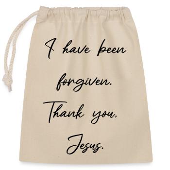 Je suis pardonné - Jésus-Christ a payé - Sac cadeau en coton avec cordon (25 x 30 cm) - nature - Devant