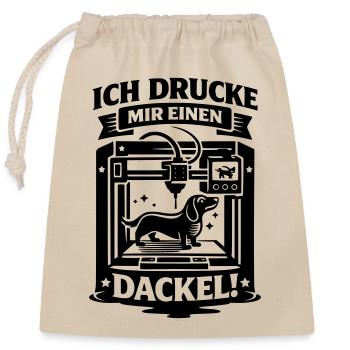 Dackel 3D Drucker Basteln Hund - Verschließbarer Geschenkbeutel aus Baumwolle (25x30cm) - Natur - Vorne