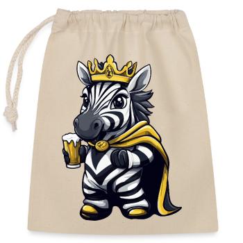 Zebra Beer King - Closable cotton gift bag (25x30cm) - nature - Front