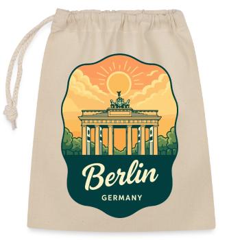 Berliner Brandenburger Tor Deutschland Retro-Reiseabzeichen - Verschließbarer Geschenkbeutel aus Baumwolle (25x30cm) - Natur - Vorne
