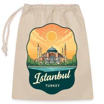 Istanbul Hagia Sophia Retro Travel Badge - Closable cotton gift bag (25x30cm) - nature - Front
