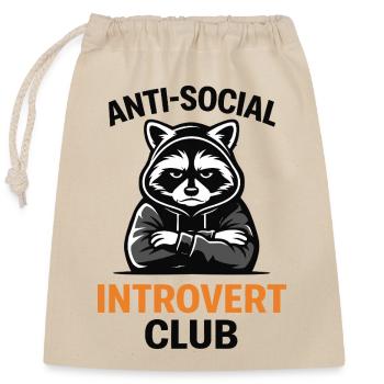 Introvertierter Waschbärclub-Hoodie - Verschließbarer Geschenkbeutel aus Baumwolle (25x30cm) - Natur - Vorne