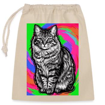 cat - Closable cotton gift bag (25x30cm) - nature - Front