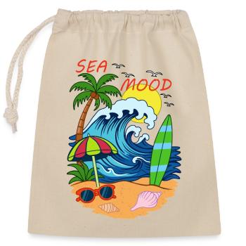Sea Mood – retro summer beach vibe - Closable cotton gift bag (25x30cm) - nature - Front