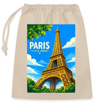 Paris Ville Lumière - Sac cadeau en coton avec cordon (25 x 30 cm) - nature - Devant
