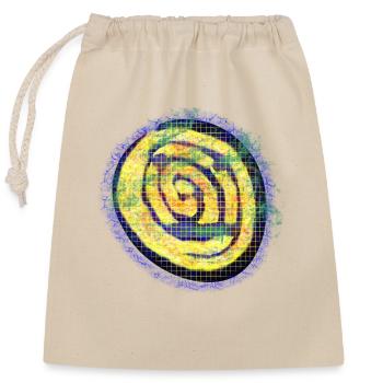Gelbe kreative Spirale mit Karo Muster - Verschließbarer Geschenkbeutel aus Baumwolle (25x30cm) - Natur - Vorne