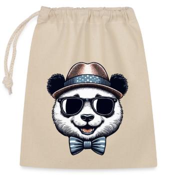 Stylish Panda - Closable cotton gift bag (25x30cm) - nature - Front