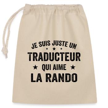 Fier d’être Traducteur et Passionné de Randonnée - Sac cadeau en coton avec cordon (25 x 30 cm) - nature - Devant