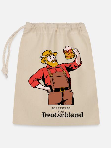 Lustiger Biertrinker mit Hut - Verschließbarer Geschenkbeutel aus Baumwolle (25x30cm) - Natur
