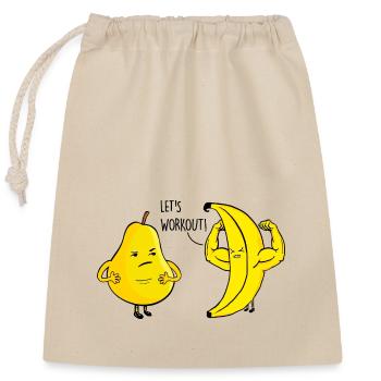 Birne und Banane - Verschließbarer Geschenkbeutel aus Baumwolle (25x30cm) - Natur - Vorne