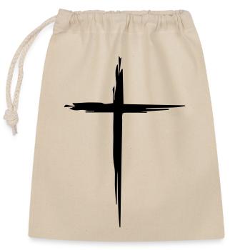 Fine cross - Closable cotton gift bag (25x30cm) - nature - Front