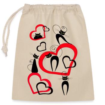 Chats - Sac cadeau en coton avec cordon (25 x 30 cm) - nature - Devant