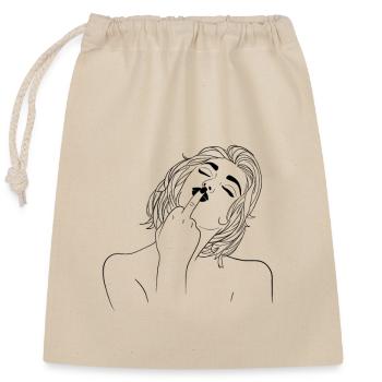 Déclaration provocante de la fille au doigt d’honneur - Sac cadeau en coton avec cordon (25 x 30 cm) - nature - Devant
