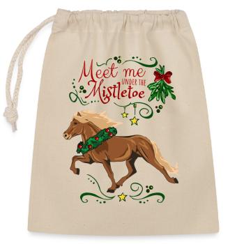 Meet me under the Mistletoe - Christmas Fuchs - Verschließbarer Geschenkbeutel aus Baumwolle (25x30cm) - Natur - Vorne