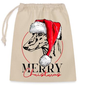 GALGO ESPANOL Joyeux Noël Lévrier Wilsigns - Sac cadeau en coton avec cordon (25 x 30 cm) - nature - Devant