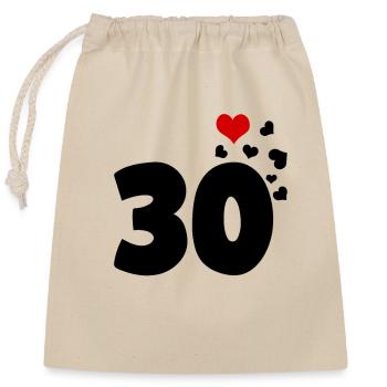 30 hearts 30th birthday - Closable cotton gift bag (25x30cm) - nature - Front