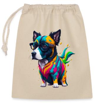 Dog 3 - Closable cotton gift bag (25x30cm) - nature - Front
