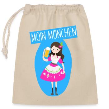 Moin München Dirndl Statement - Verschließbarer Geschenkbeutel aus Baumwolle (25x30cm) - Natur - Vorne
