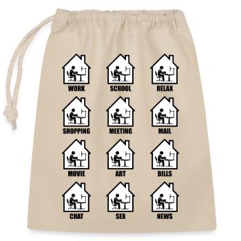 Ordinateur bureau à domicile cadeau amusant - Sac cadeau en coton avec cordon (25 x 30 cm) - nature - Devant