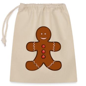 Cadeau de Noël d’hiver en pain d’épice - Sac cadeau en coton avec cordon (25 x 30 cm) - nature - Devant