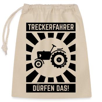 Treckerfahrer Dürfen Das! (Trecker Traktor V6 B) - Verschließbarer Geschenkbeutel aus Baumwolle (25x30cm) - Natur - Vorne
