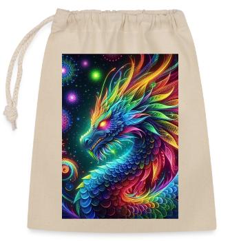 Lebendiger Neon-Drache - Faszinierende Fantasy-Kunst - Verschließbarer Geschenkbeutel aus Baumwolle (25x30cm) - Natur - Vorne