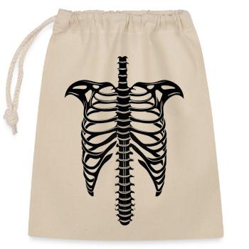 Halloween, ribcage, skeleton - Closable cotton gift bag (25x30cm) - nature - Front
