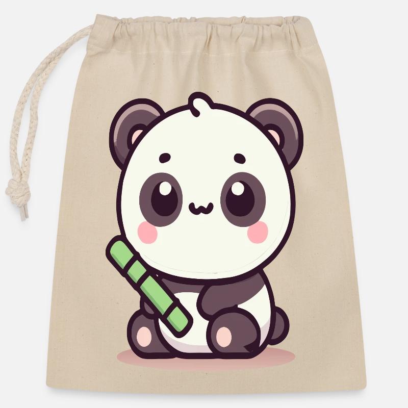 Panda - Closable cotton gift bag (25x30cm) - nature