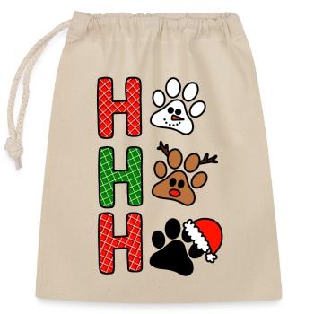 H Christmas Paws Plaid - Closable cotton gift bag (25x30cm) - nature - Front