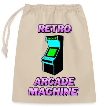 Retro-Arcade-Automat - Verschließbarer Geschenkbeutel aus Baumwolle (25x30cm) - Natur - Vorne