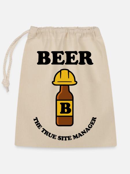 Beer bottle with construction helmet - Verschließbarer Geschenkbeutel aus Baumwolle (25x30cm) - Natur