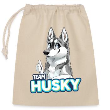 TEAM Husky - Grey - Closable cotton gift bag (25x30cm) - nature - Front