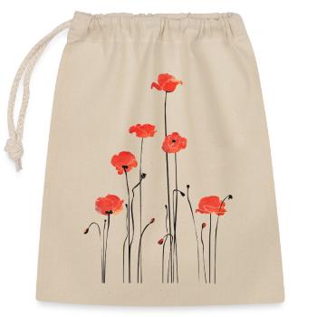 Illustration de coquelicots abstraits - Sac cadeau en coton avec cordon (25 x 30 cm) - nature - Devant