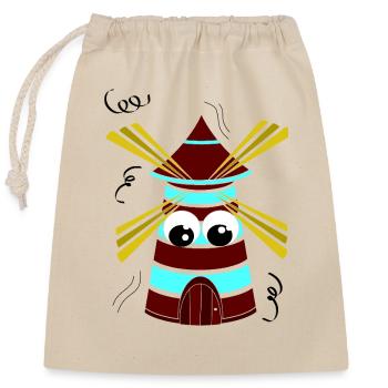 Tourne petit moulin - Sac cadeau en coton avec cordon (25 x 30 cm) - nature - Devant