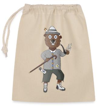 S’en fou, la marmotte part en randonnée - Sac cadeau en coton avec cordon (25 x 30 cm) - nature - Devant