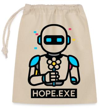 HOPE.EXE – Roboter mit Blume - Verschließbarer Geschenkbeutel aus Baumwolle (25x30cm) - Natur - Vorne