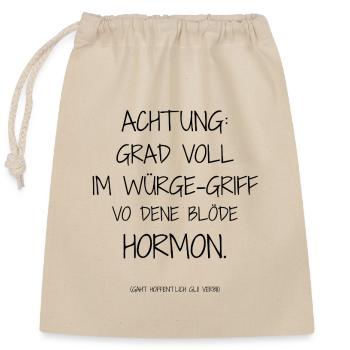 Statement design – irony meets everyday life - Closable cotton gift bag (25x30cm) - nature - Front
