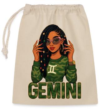 Gemini Queen – Loc'd Afro Girl Vibrant Spirit - Sac cadeau en coton avec cordon (25 x 30 cm) - nature - Devant
