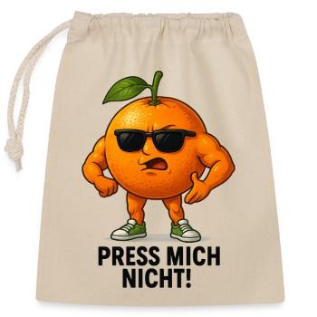 Don't press me orange - Closable cotton gift bag (25x30cm) - nature - Front