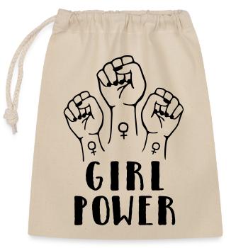 girl power - Closable cotton gift bag (25x30cm) - nature - Front