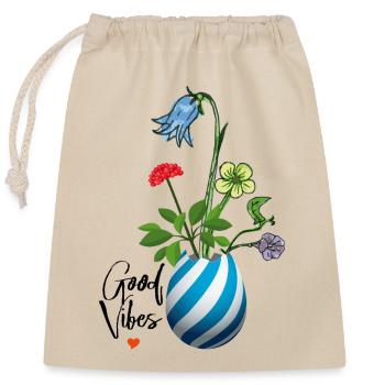 Vase mit Wildblumen - Verschließbarer Geschenkbeutel aus Baumwolle (25x30cm) - Natur - Vorne