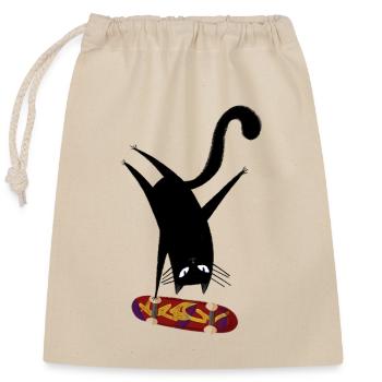 Skateboard pour chat - Sac cadeau en coton avec cordon (25 x 30 cm) - nature - Devant