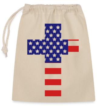 Christian Cross - Closable cotton gift bag (25x30cm) - nature - Front