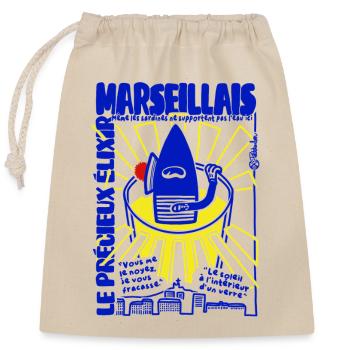 Apéritif Marseillais  - Sac cadeau en coton avec cordon (25 x 30 cm) - nature - Devant