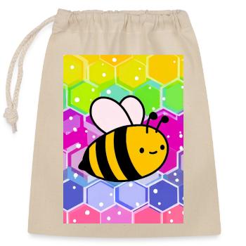 bee - Closable cotton gift bag (25x30cm) - nature - Front