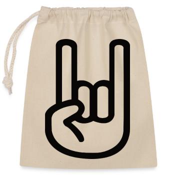 Signe de la main de roche – symbole des cornes en métal - Sac cadeau en coton avec cordon (25 x 30 cm) - nature - Devant