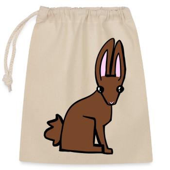 Brauner Hase - Verschließbarer Geschenkbeutel aus Baumwolle (25x30cm) - Natur - Vorne