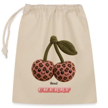 Duo de câlins Cerises Léopard - Sac cadeau en coton avec cordon (25 x 30 cm) - nature - Devant