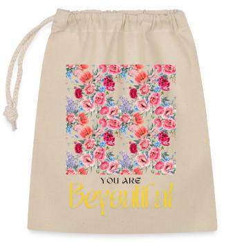 BeYoutiful Blumenpracht - Verschließbarer Geschenkbeutel aus Baumwolle (25x30cm) - Natur - Vorne