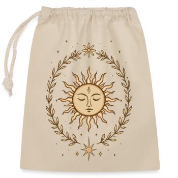 Soleil du solstice d’été – Motif spirituel bohème - Sac cadeau en coton avec cordon (25 x 30 cm) - nature - Devant
